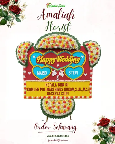 Karangan Papan Bunga Pernikahan di Rangi Mulya